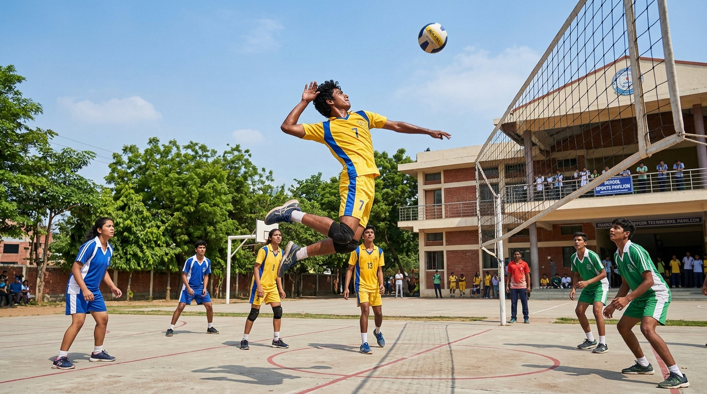 Students Playing Volleyball